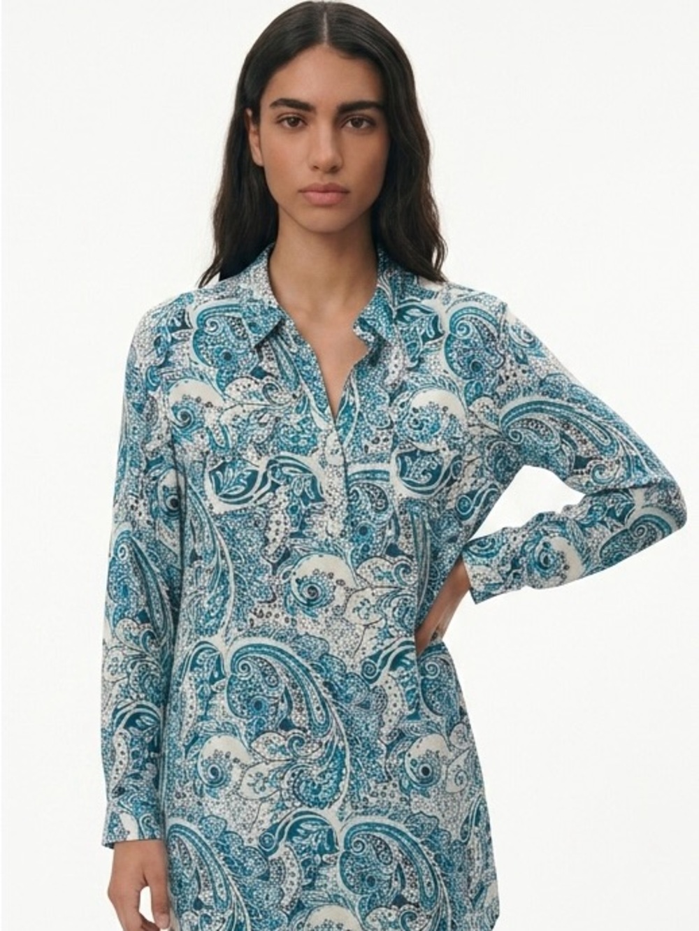 BIT & BRIDLE | Paisley Print Long-Sleeve Shirt Dress Women’s Size Medium